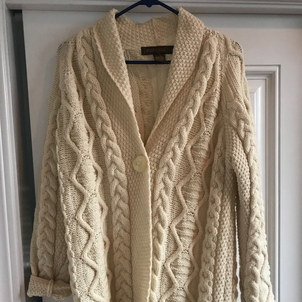 Wool irish cardigan sweater